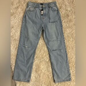 PLT light blue wash distressed straight leg